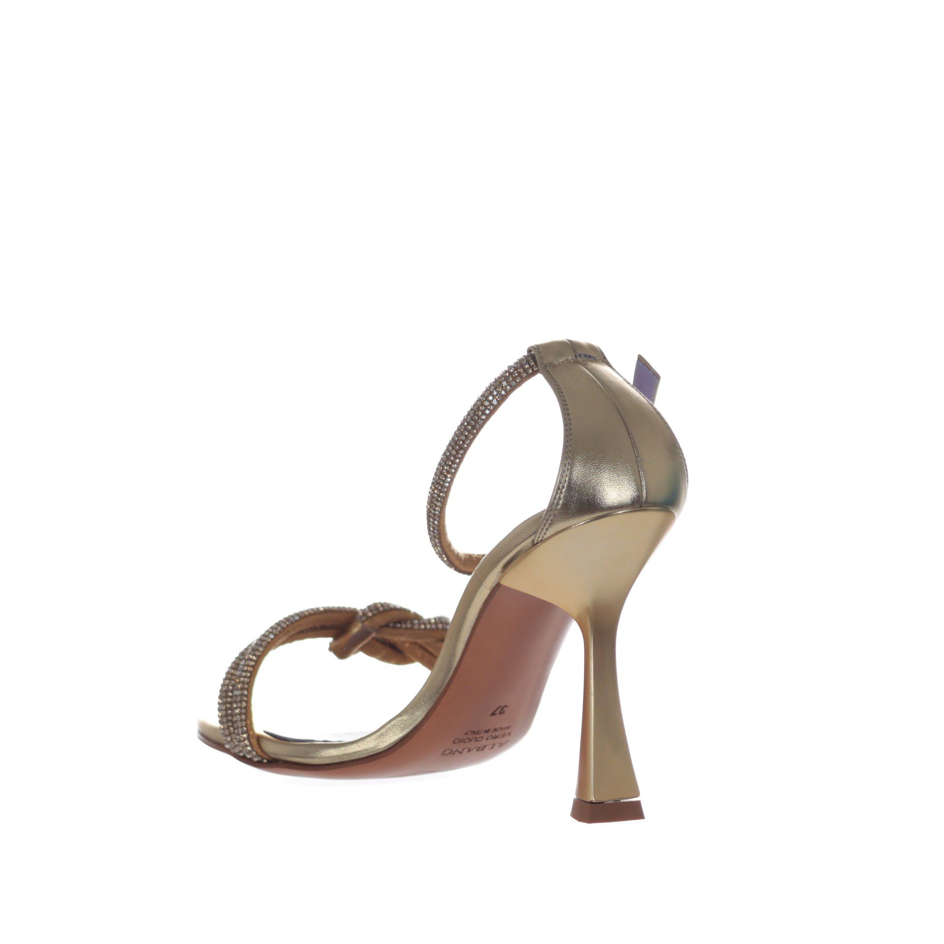 Albano sandalo in pelle metal con tallone chiuso e strass da donna