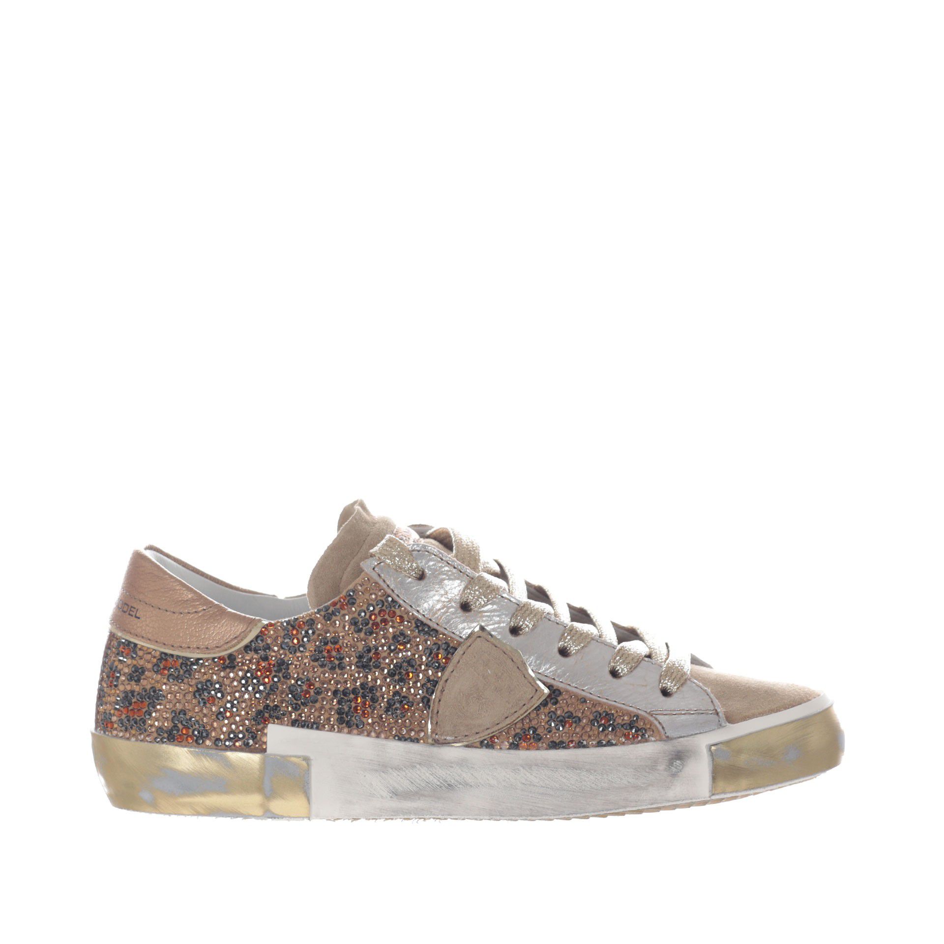 Philippe model sneaker paris x low in camoscio  con cristalli da donna