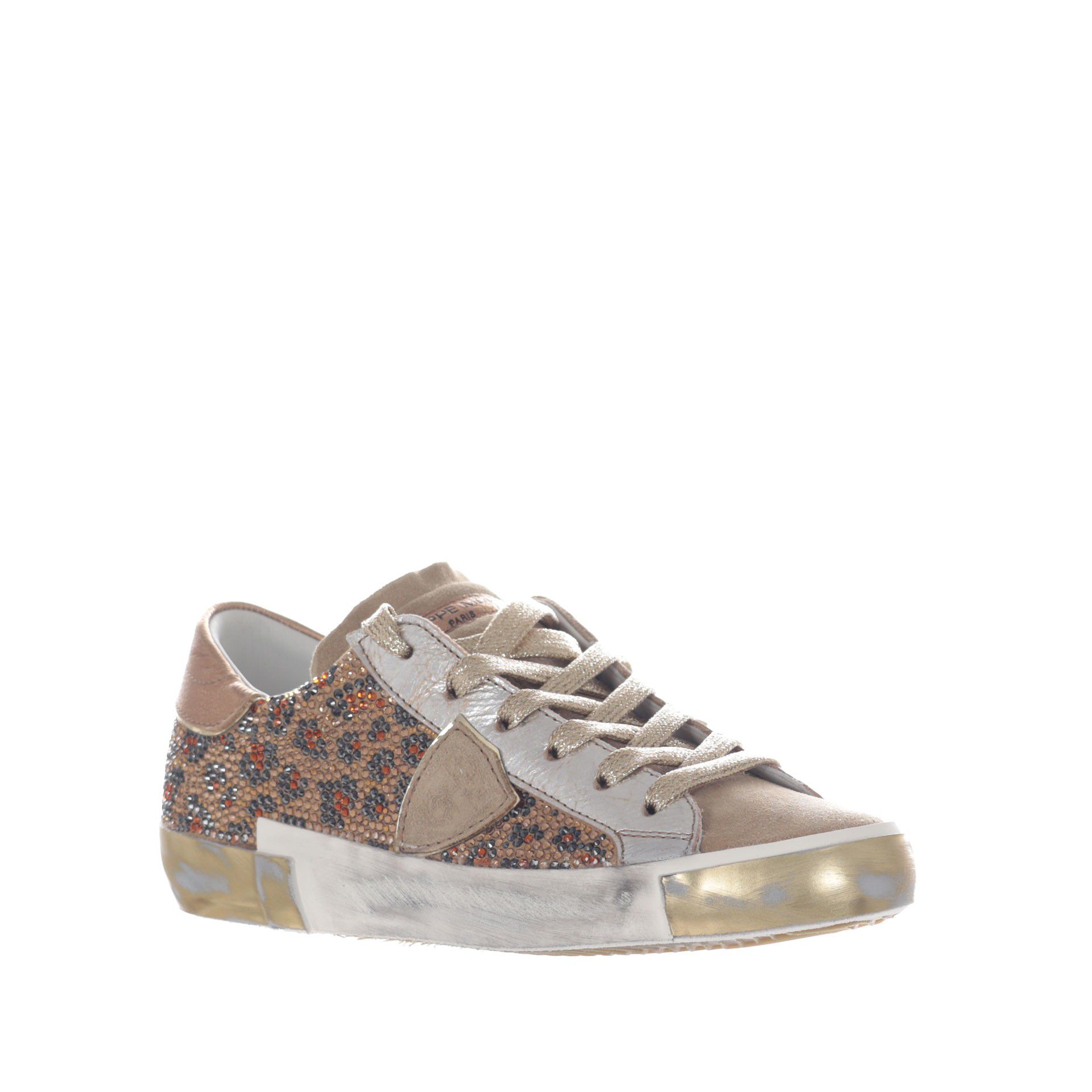 Philippe model sneaker paris x low in camoscio  con cristalli da donna