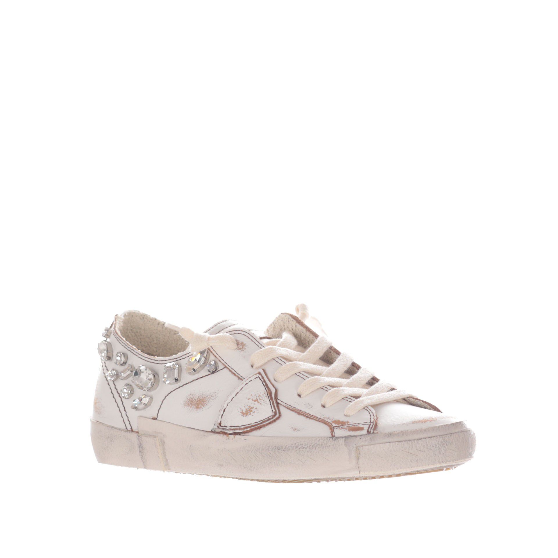 Philippe model sneaker paris x low in pelle con cristalli da donna