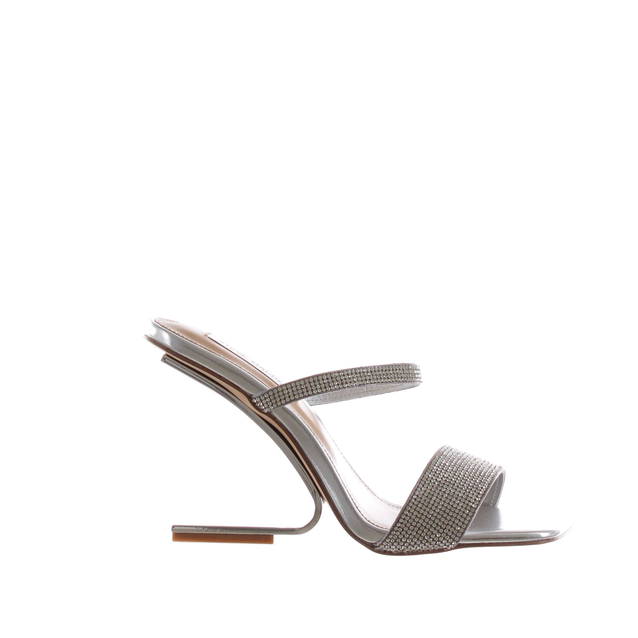 Steve madden sandalo in pelle laminata con tacco rovesciato da donna