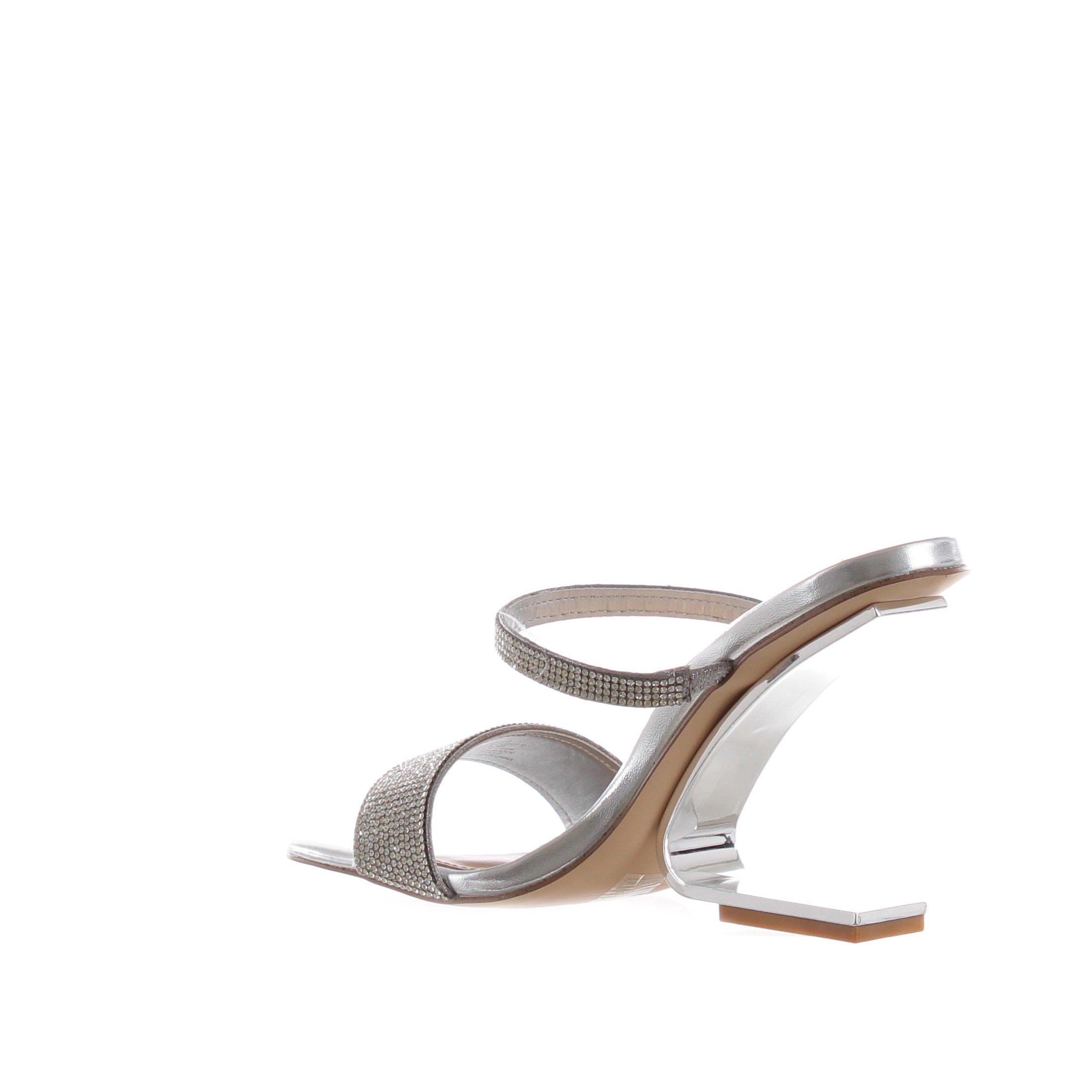 Steve madden sandalo in pelle laminata con tacco rovesciato da donna