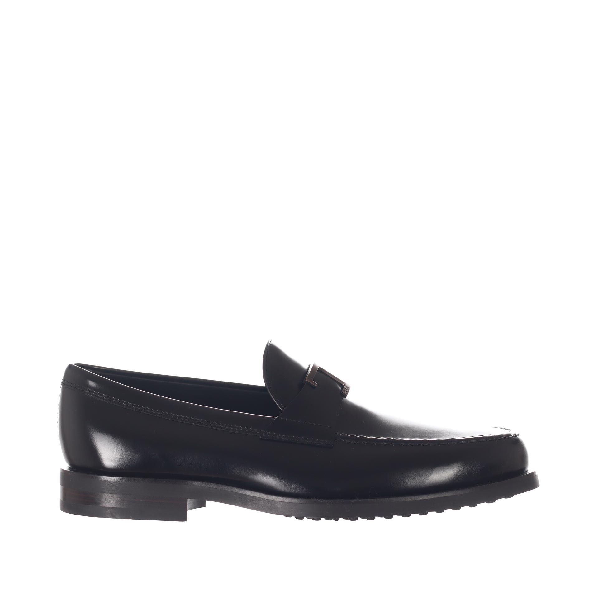 Tod's mocassino in pelle con accessorio t timeless da uomo