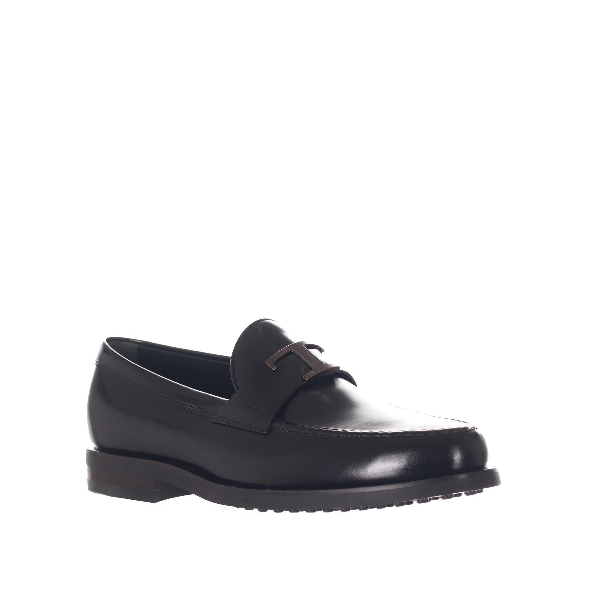 Tod's mocassino in pelle con accessorio t timeless da uomo