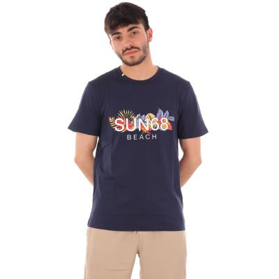 T-shirt in cotone con logo sun68 floreale